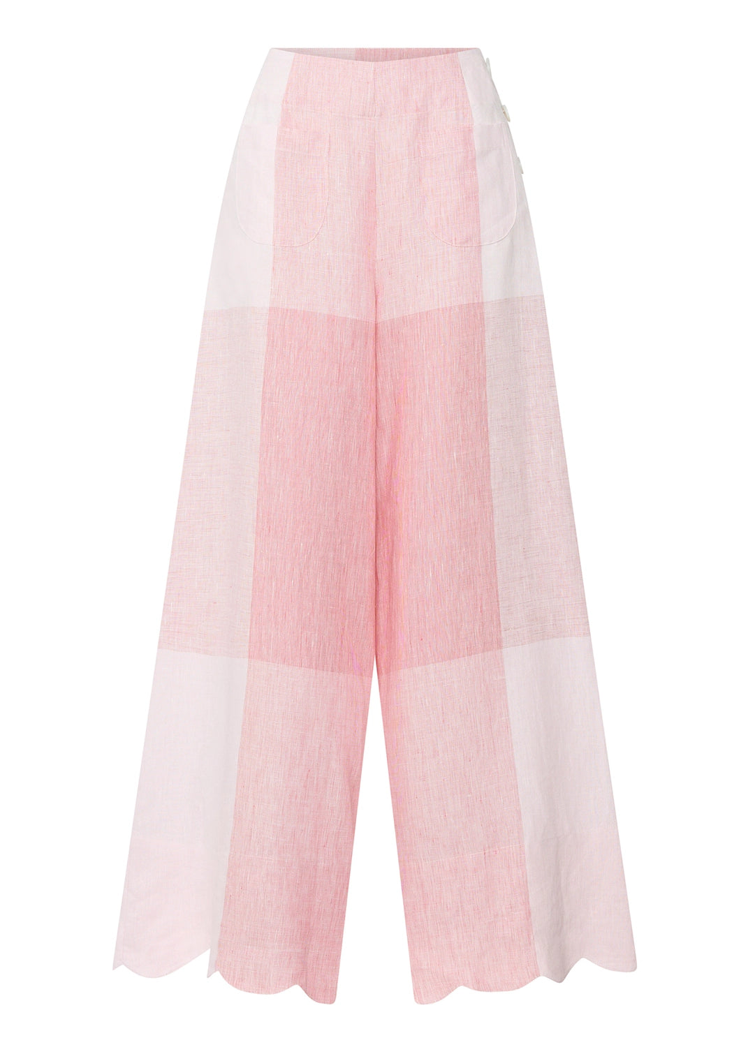 POL | SAFRIA PANT GINGHAM SCALLOP - PINK/RED GINGHAM