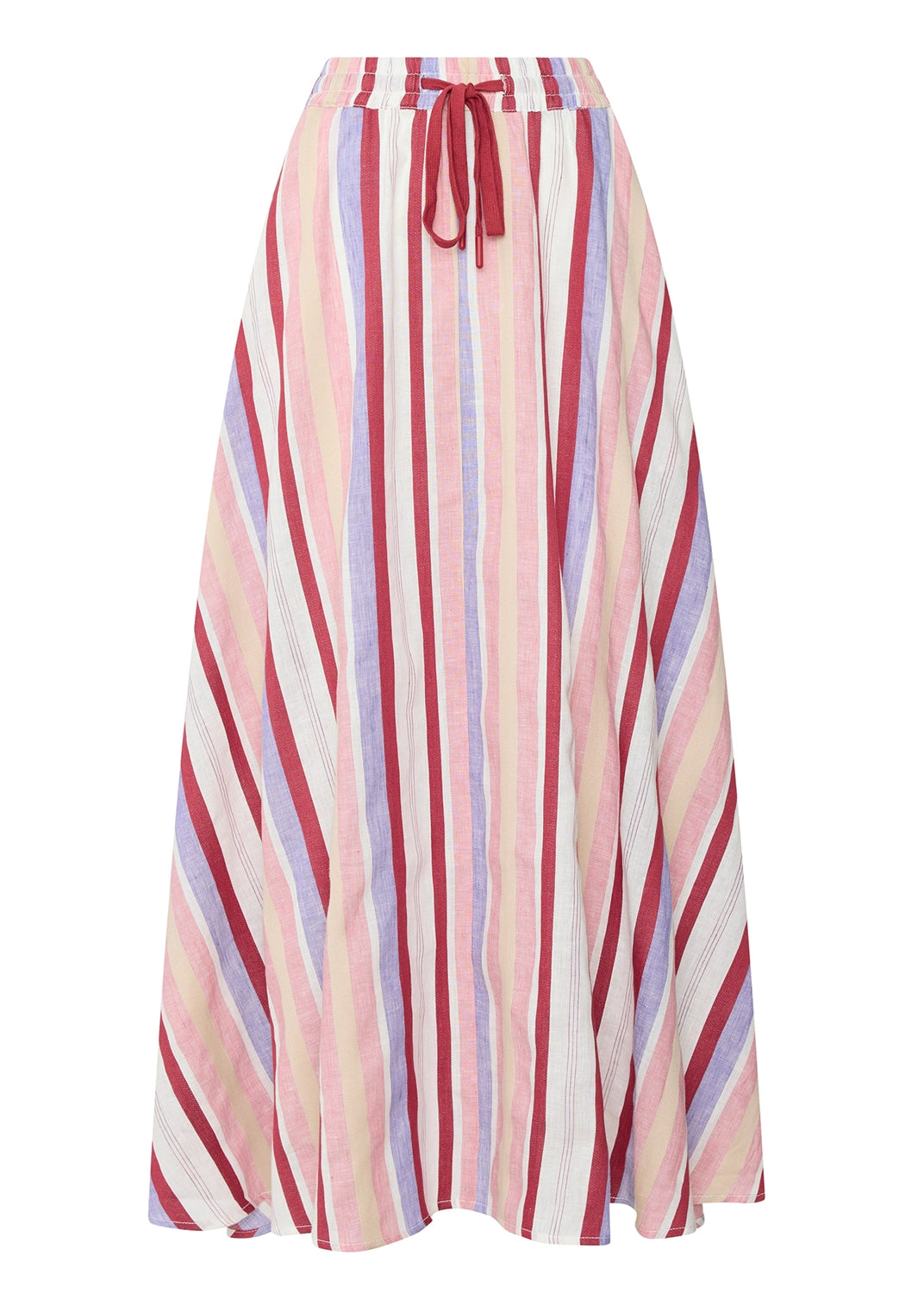 POL | KAI DRAWCORD SKIRT - RED MULTISTRIP