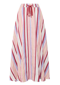 POL | KAI DRAWCORD SKIRT - RED MULTISTRIP