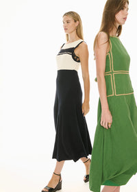 POL | MARLIN RAFFIA TRIM DRESS - GREEN