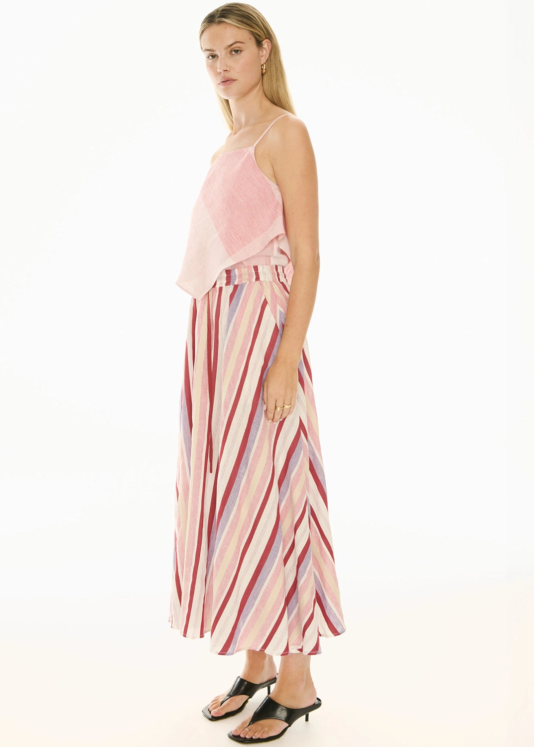 POL | SAFRIA CAMI GINGHAM DOUBLE LAYER - PINK/RED GINGHAM