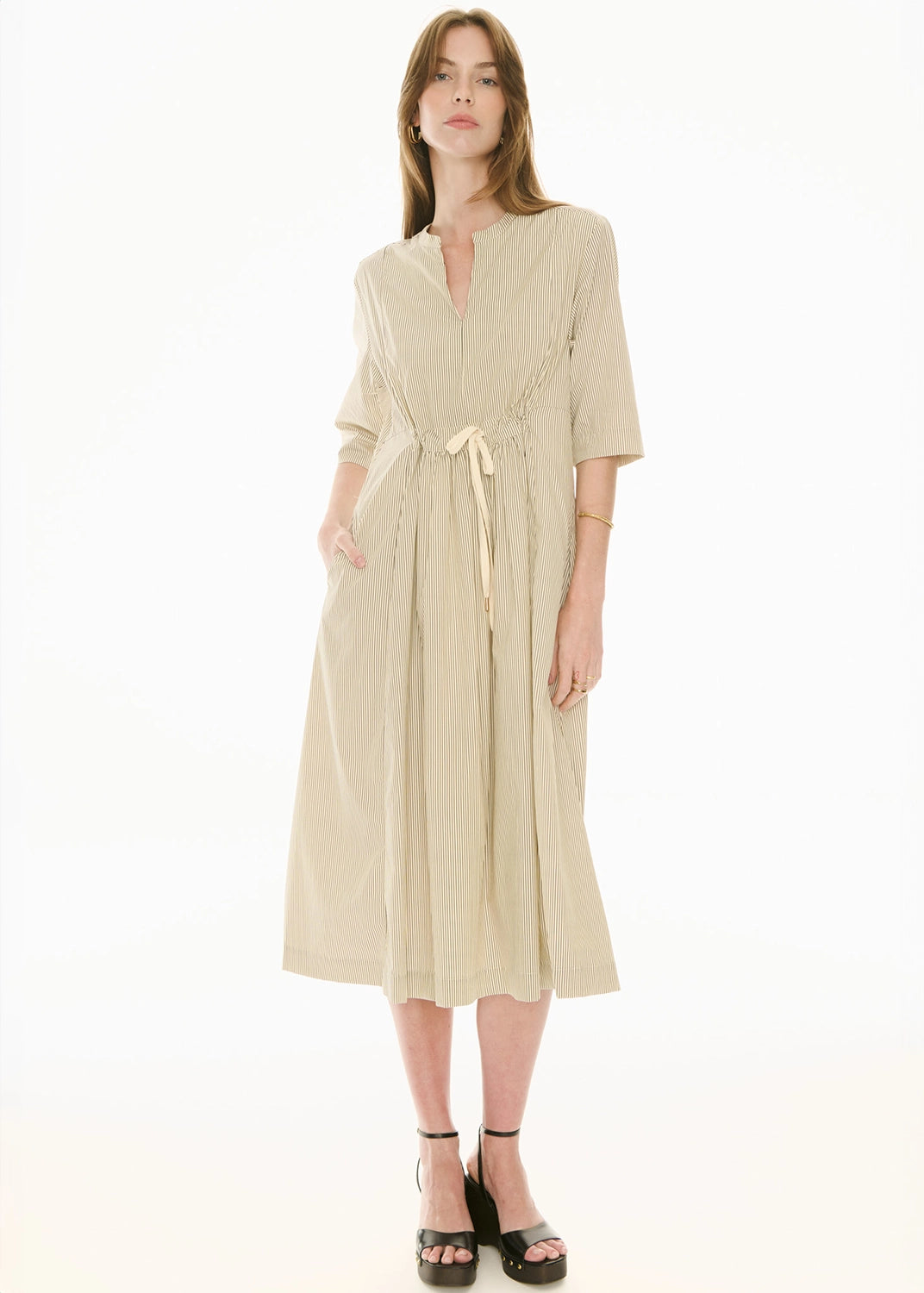POL | FABLE SHIRT DRESS - IVORY/INK
