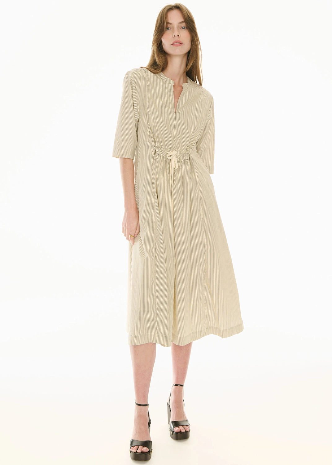POL | FABLE SHIRT DRESS - IVORY/INK