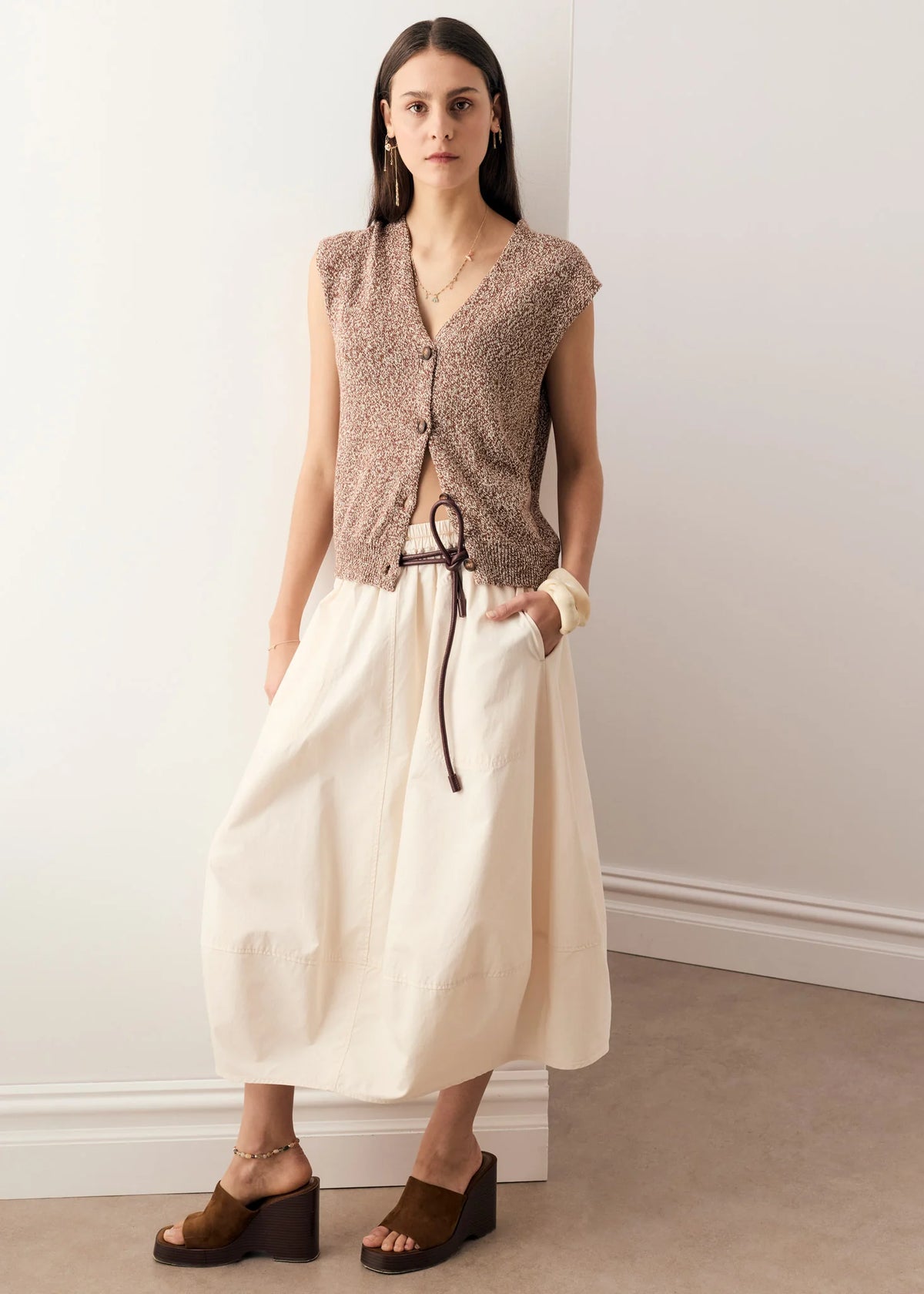 POL | ALMA BUBBLE SKIRT - PEBBLE