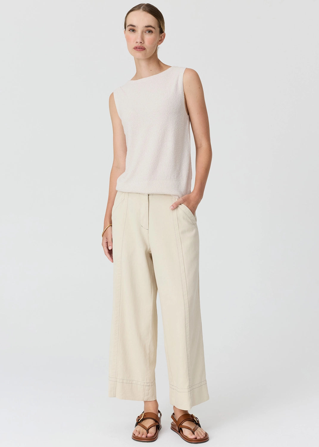 POL | HAVEN TANK LUREX BACK - PEBBLE