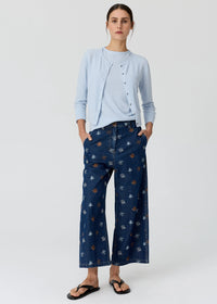 POL | HAVEN CARDIGAN LUREX BACK - BLUE