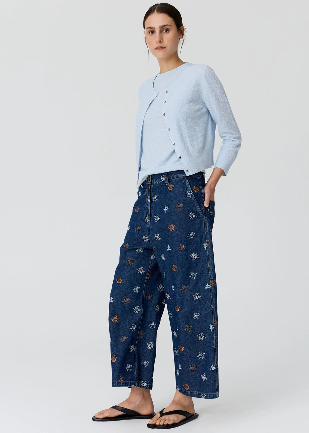POL | HAVEN CARDIGAN LUREX BACK - BLUE