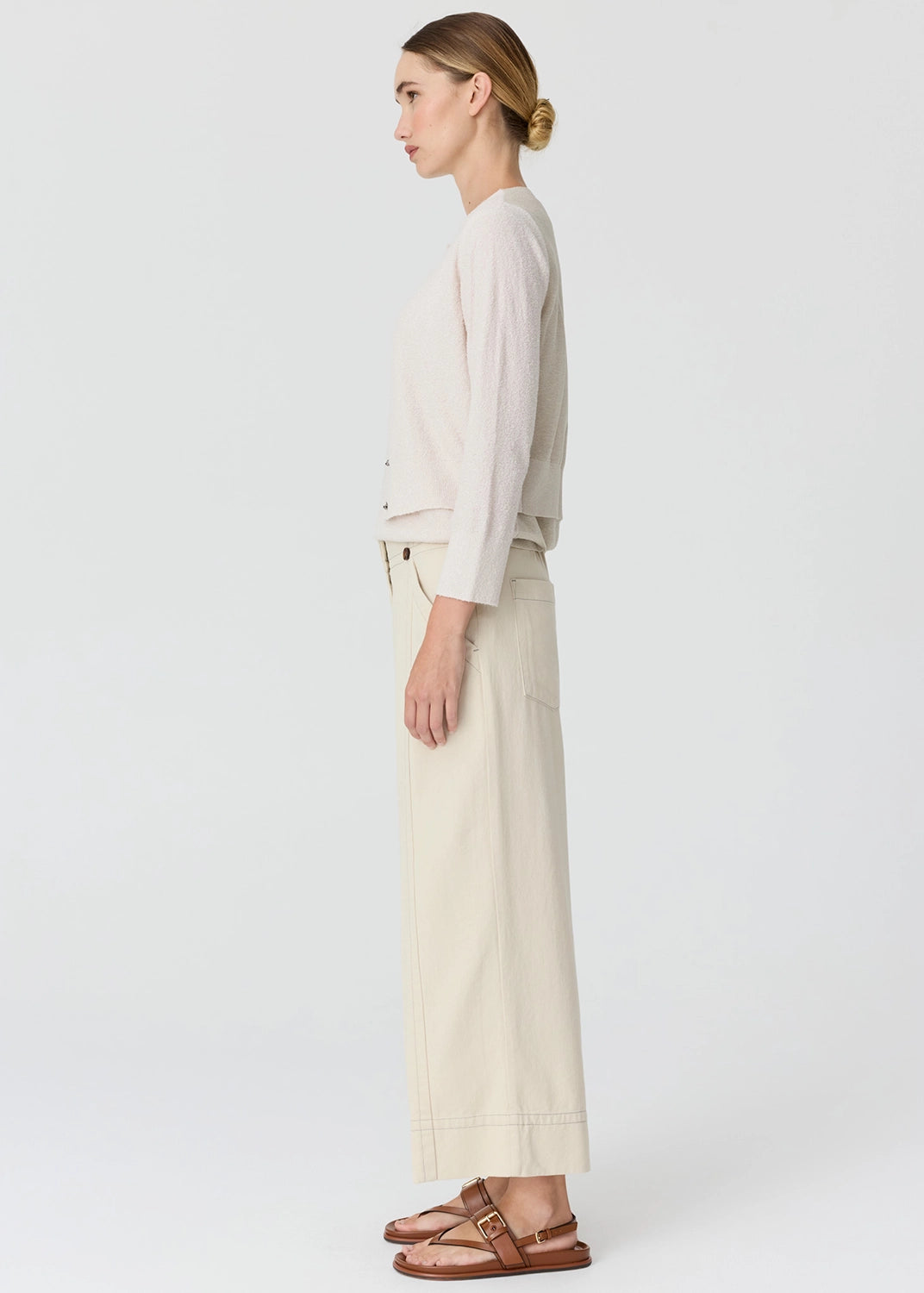 POL | HAVEN CARDIGAN LUREX BACK - PEBBLE