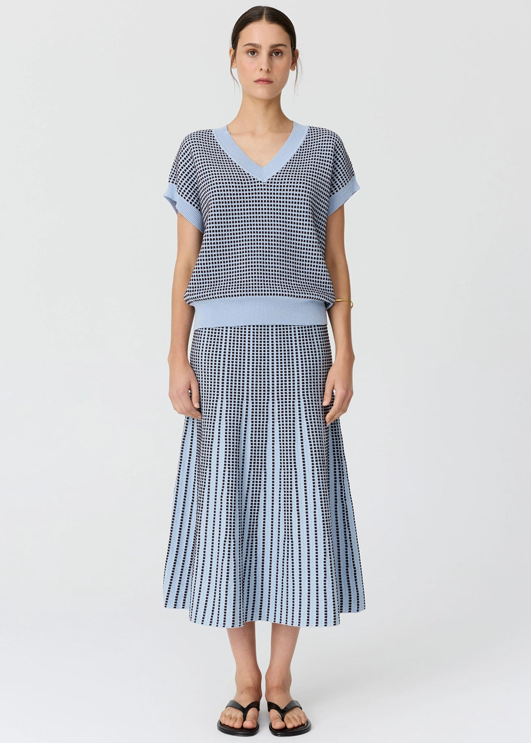 POL | EVLYN KNIT SKIRT - BLUE/CHOC