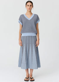 POL | EVLYN KNIT SKIRT - BLUE/CHOC