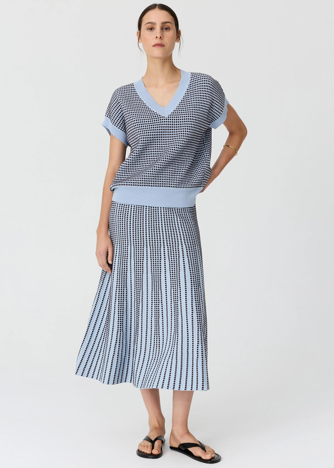 POL | EVLYN KNIT SKIRT - BLUE/CHOC