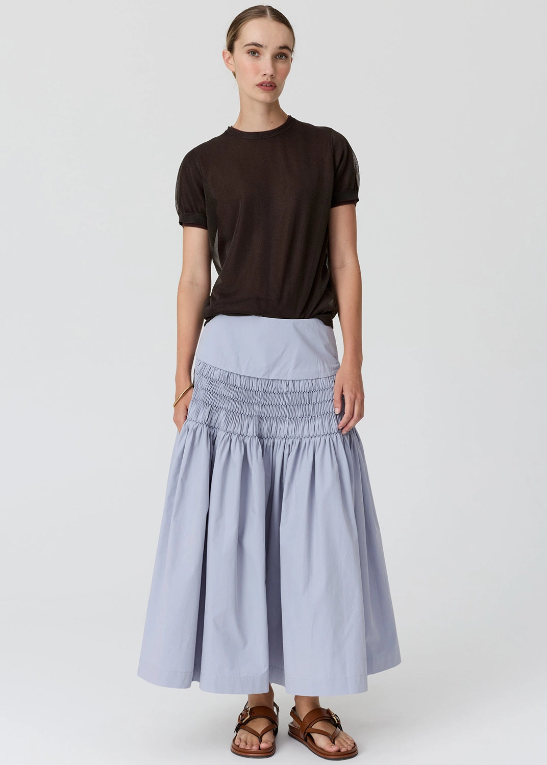 POL | KASPAR LAYERED TEE - CHOC/CHOC