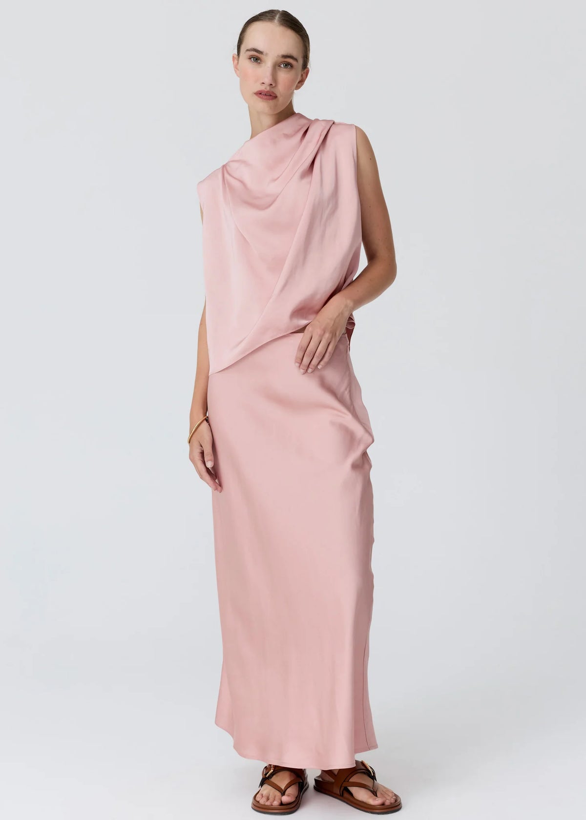 POL | INNES TIE NECK TOP - PINK