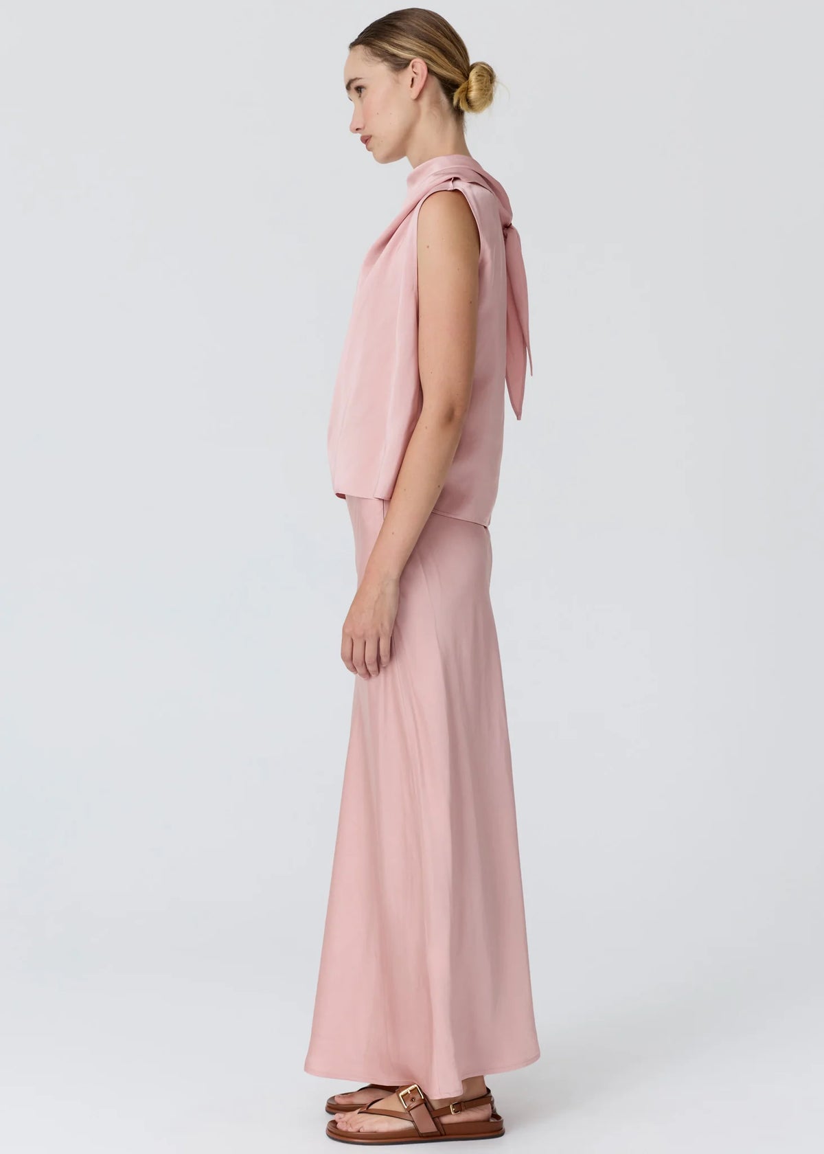 POL | INNES TIE NECK TOP - PINK