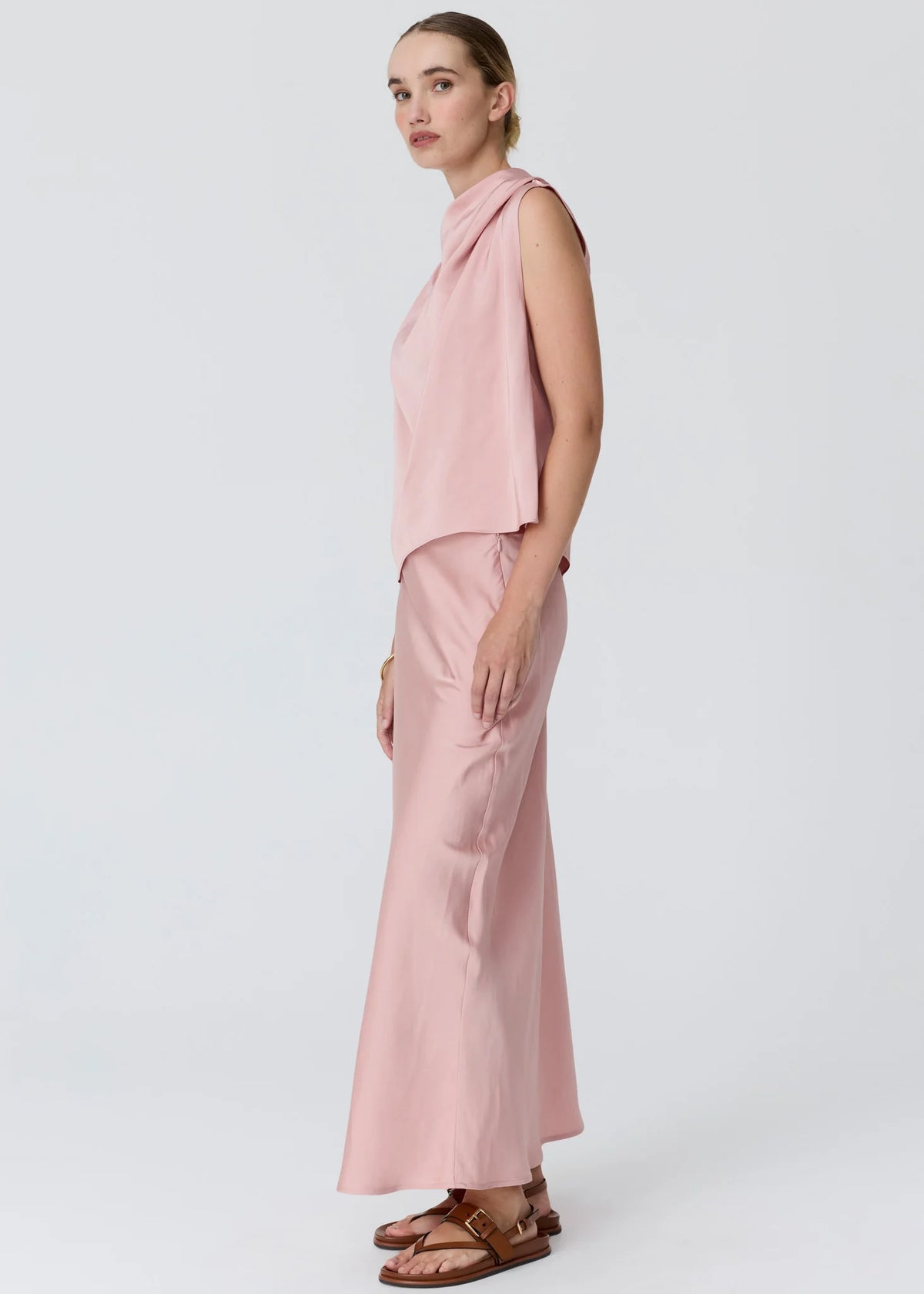 POL | INNES TIE NECK TOP - PINK