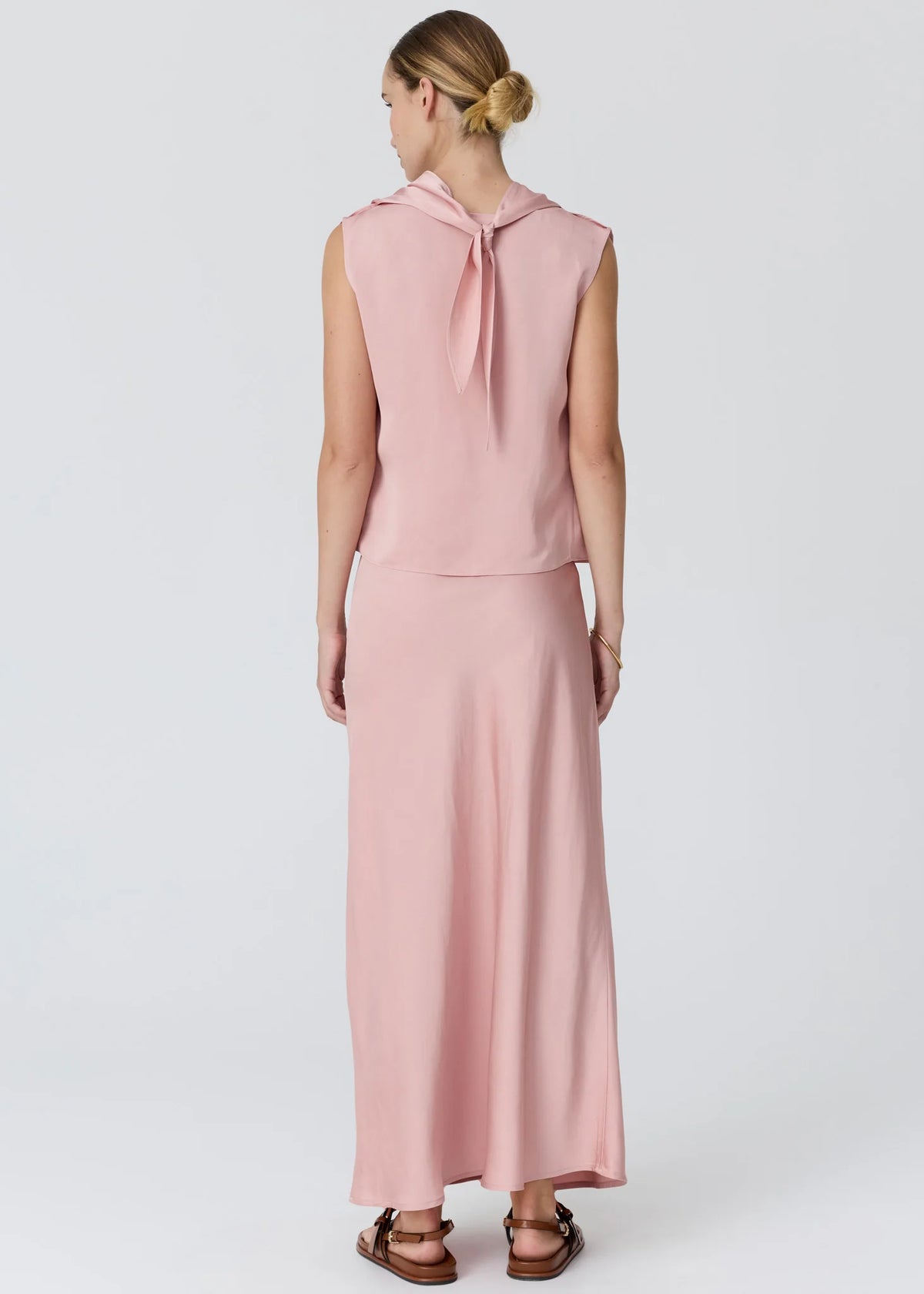 POL | INNES TIE NECK TOP - PINK