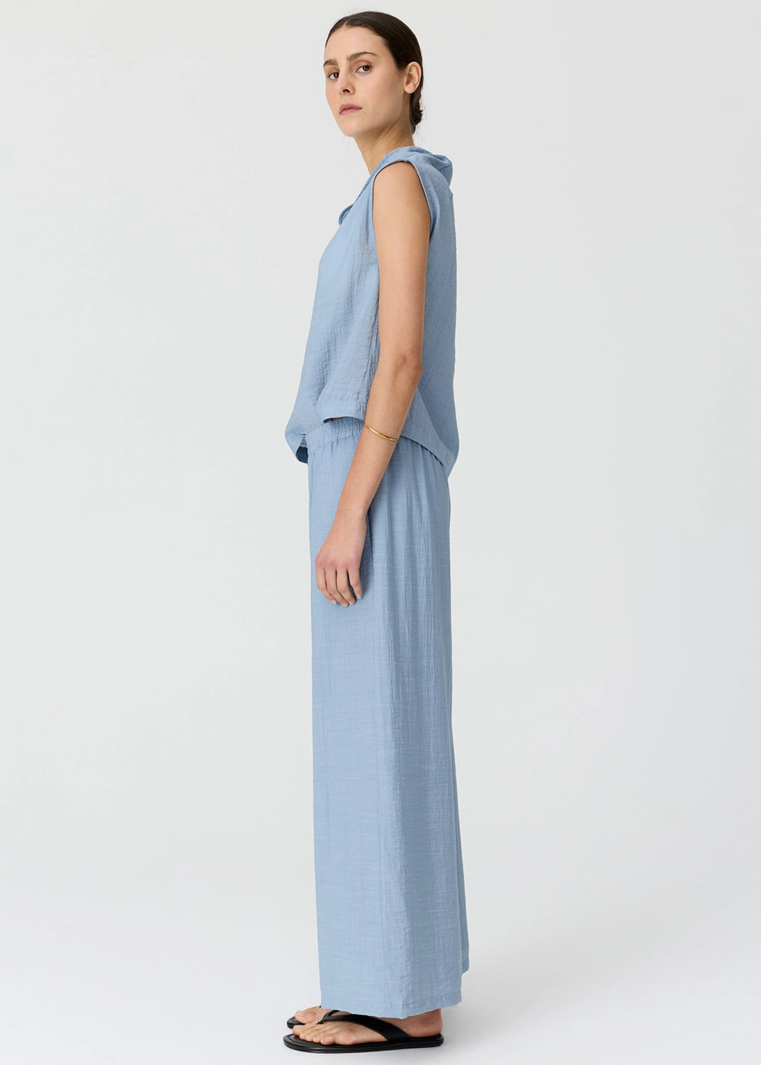 POL | FENNEL COWL NECK TOP - BLUE