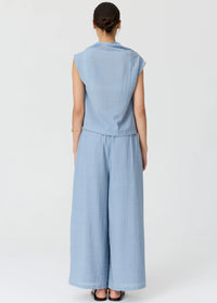 POL | FENNEL COWL NECK TOP - BLUE