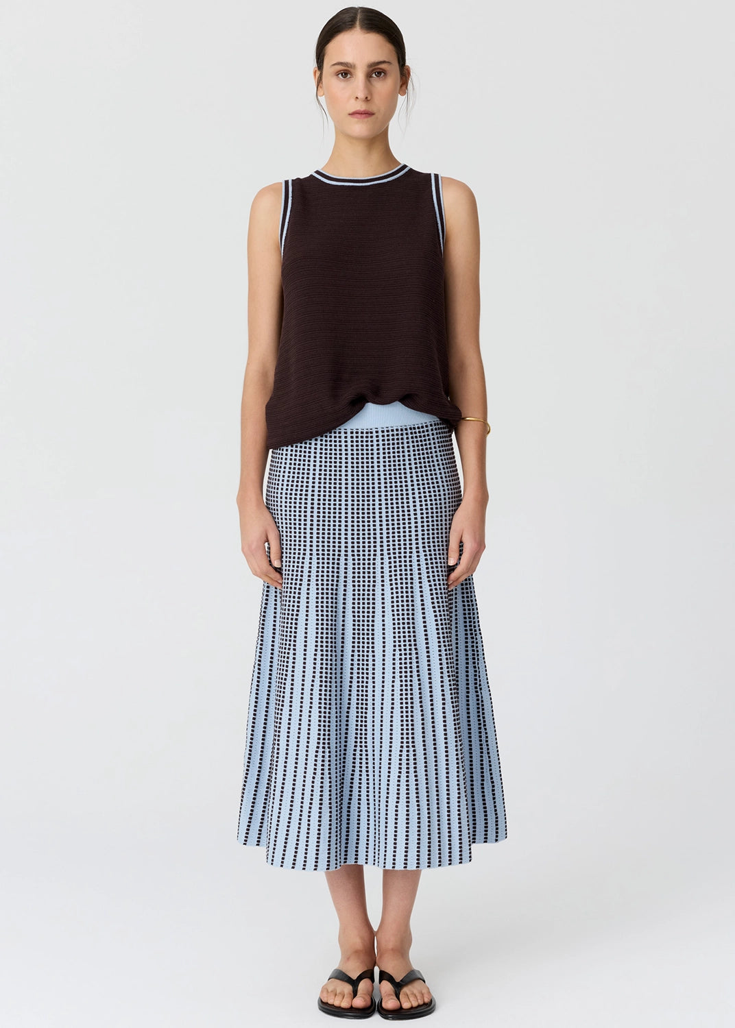 POL | EVLYN KNIT TANK - CHOC/BLUE