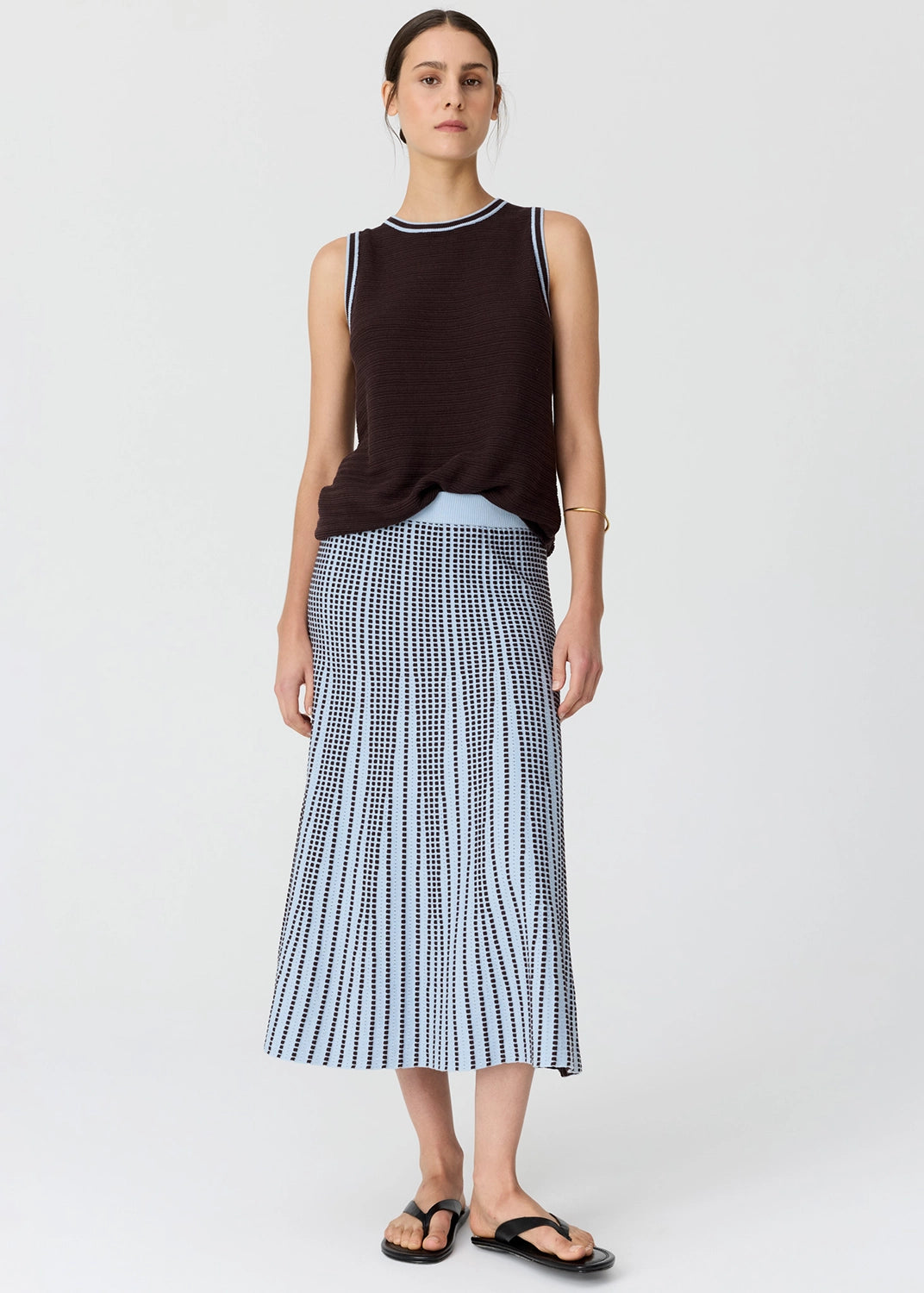 POL | EVLYN KNIT TANK - CHOC/BLUE