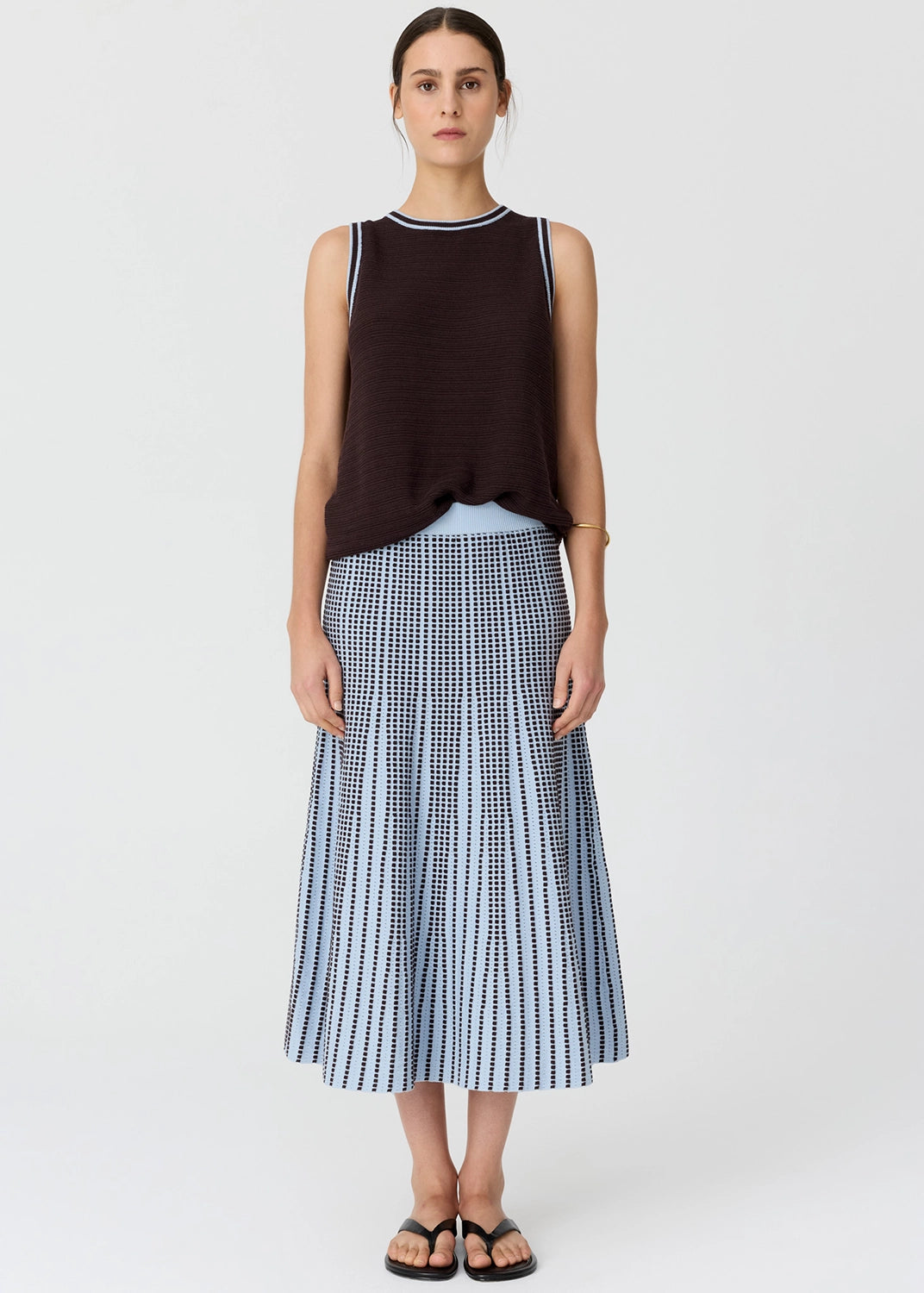 POL | EVLYN KNIT SKIRT - BLUE/CHOC