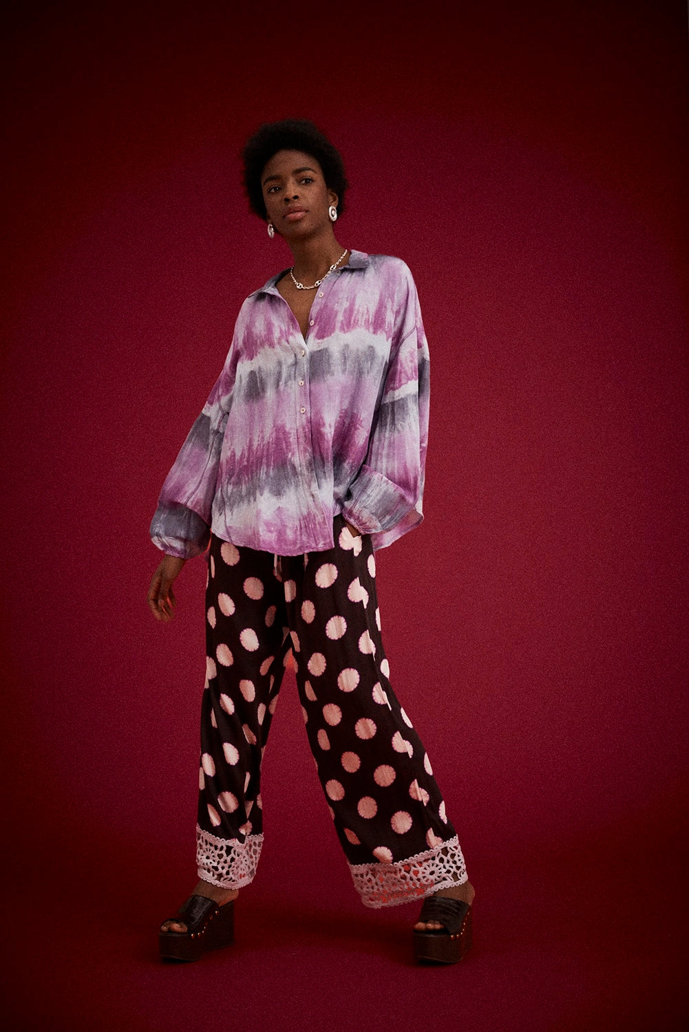 Kinga Csilla | Purple Wave Chalm Shirt