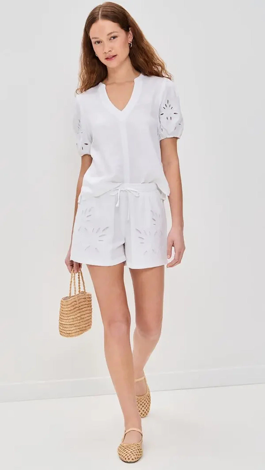 Splendid | Cayden Emb Short - White