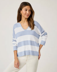 Splendid | Veronica Stripe Swtr - White/Seaport