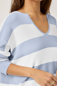 Splendid | Veronica Stripe Swtr - White/Seaport