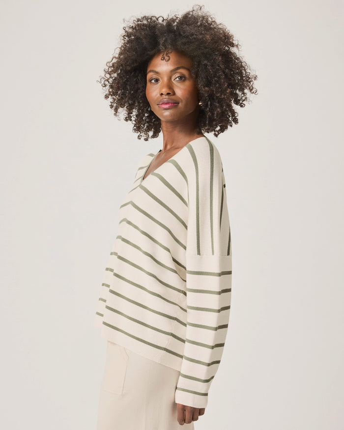 Splendid | Veronica Striped Sweater - Moonstone/Soft Vob