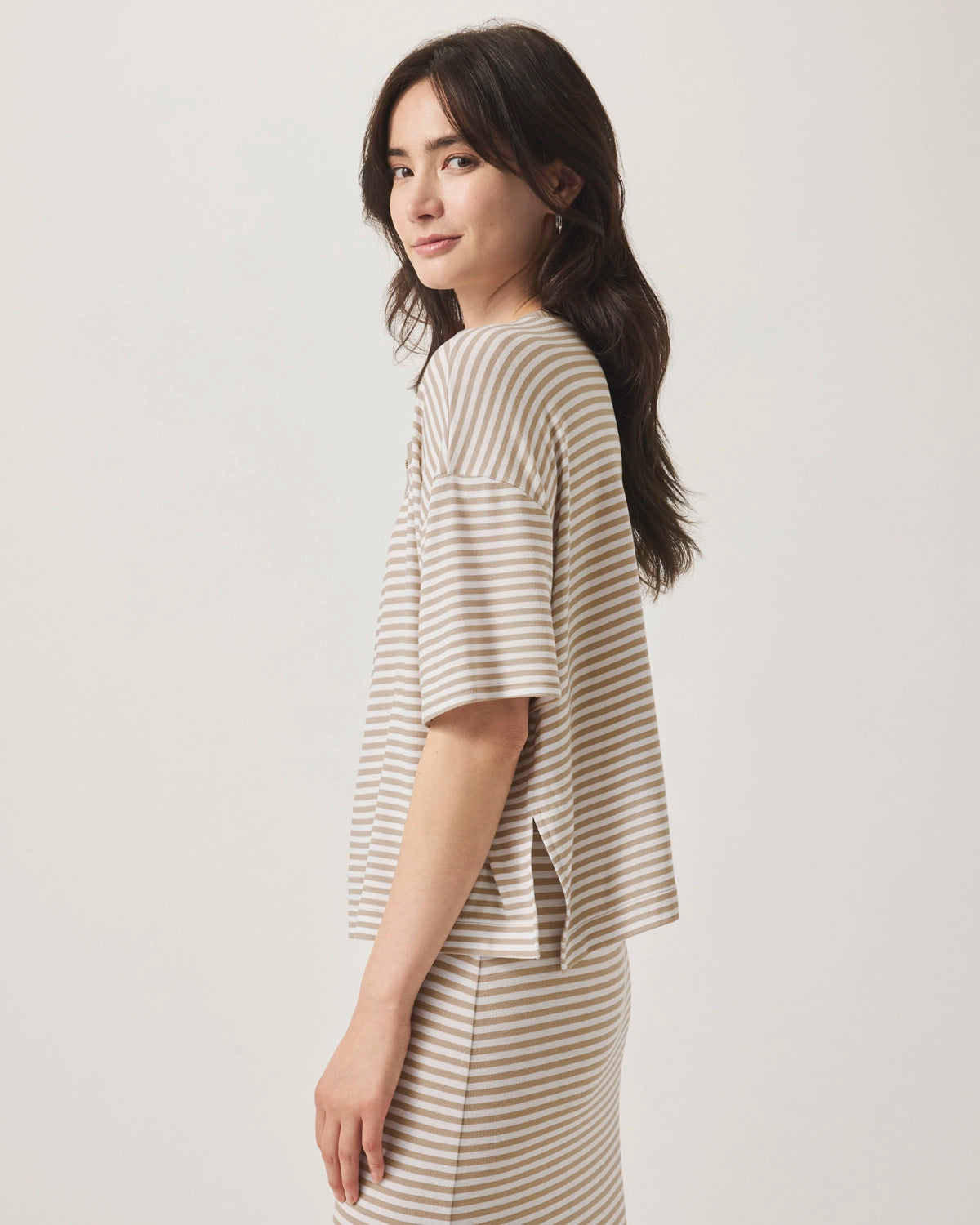 Splendid | Brooke Stripe Ss Top - Fawn Stripe