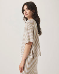 Splendid | Brooke Stripe Ss Top - Fawn Stripe