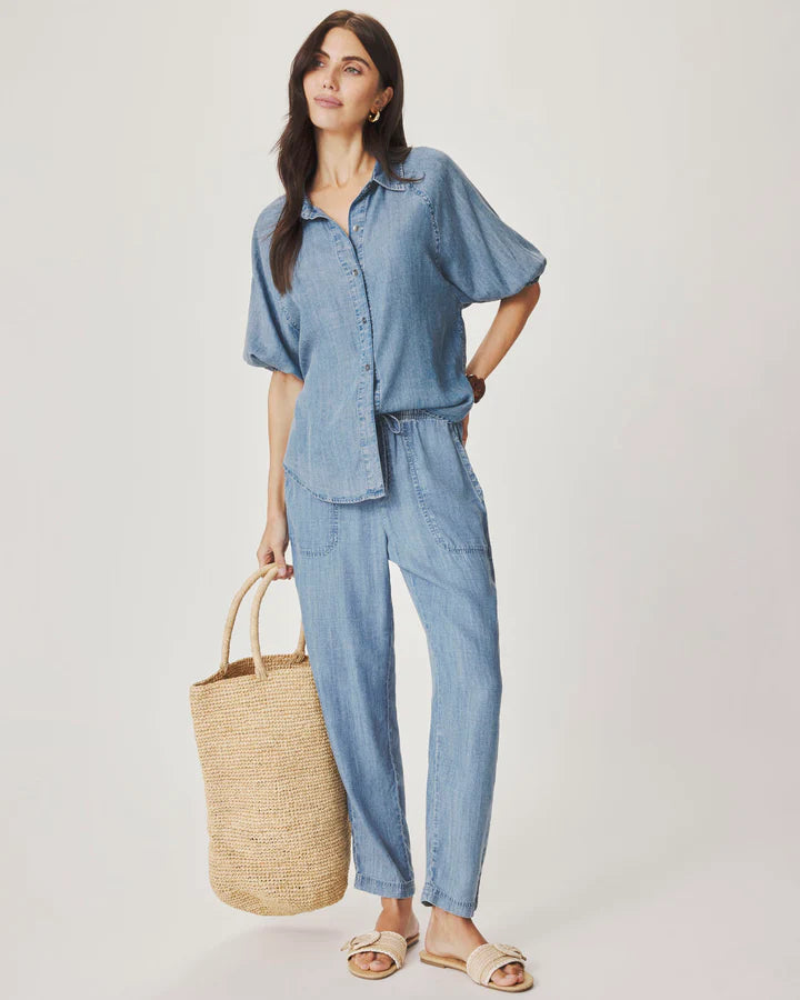 Splendid | Talia Puff Sleeve Indigo Top - Indigo