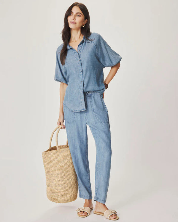 Splendid | Talia Puff Sleeve Indigo Top - Indigo