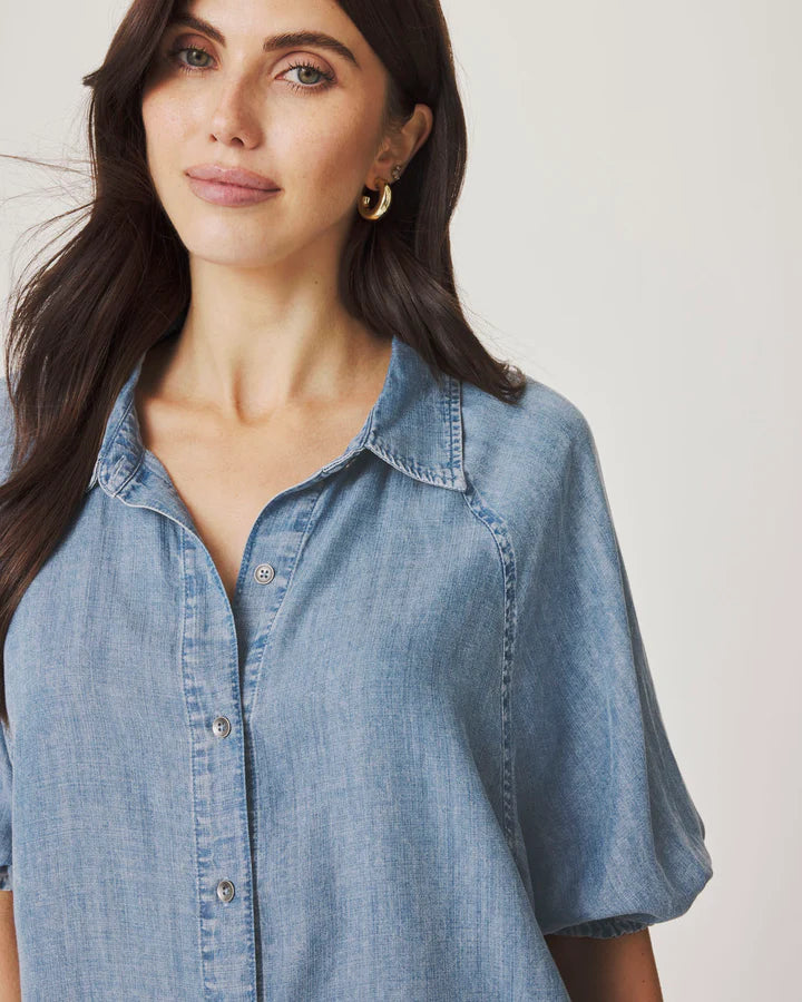 Splendid | Talia Puff Sleeve Indigo Top - Indigo