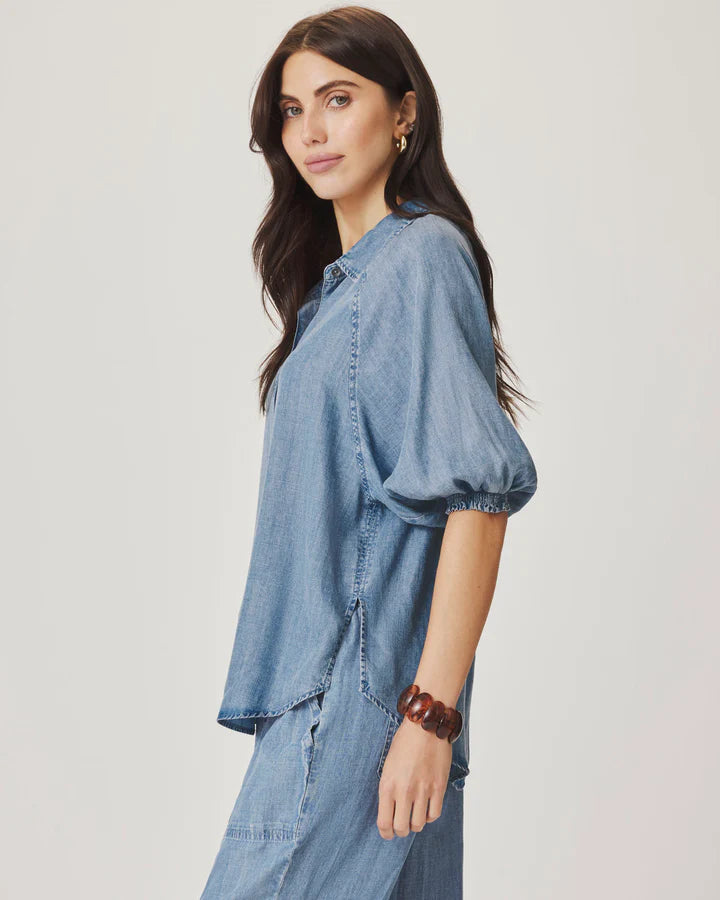 Splendid | Talia Puff Sleeve Indigo Top - Indigo
