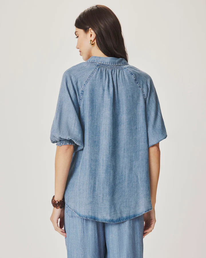 Splendid | Talia Puff Sleeve Indigo Top - Indigo