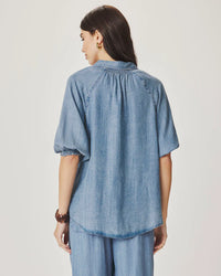Splendid | Talia Puff Sleeve Indigo Top - Indigo