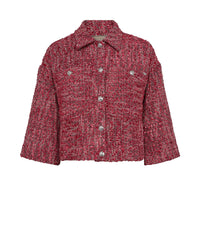 MOS MOSH Penn Mino Jacket in Cayenne with button front and flap pockets, stretch denim-inspired women’s jacket at Hollie Rose.
