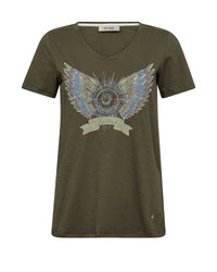 MOS MOSH Gethi Deco Tee in Sea Turtle with decorative wing artwork, hand-touched beading and embroidery, women’s embellished T-shirt at Hollie Rose.
