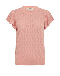MOS MOSH | GANNA PATTERN O-NECK KNIT TOP - PEACHY 177580