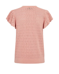 MOS MOSH | GANNA PATTERN O-NECK KNIT TOP - PEACHY 177580