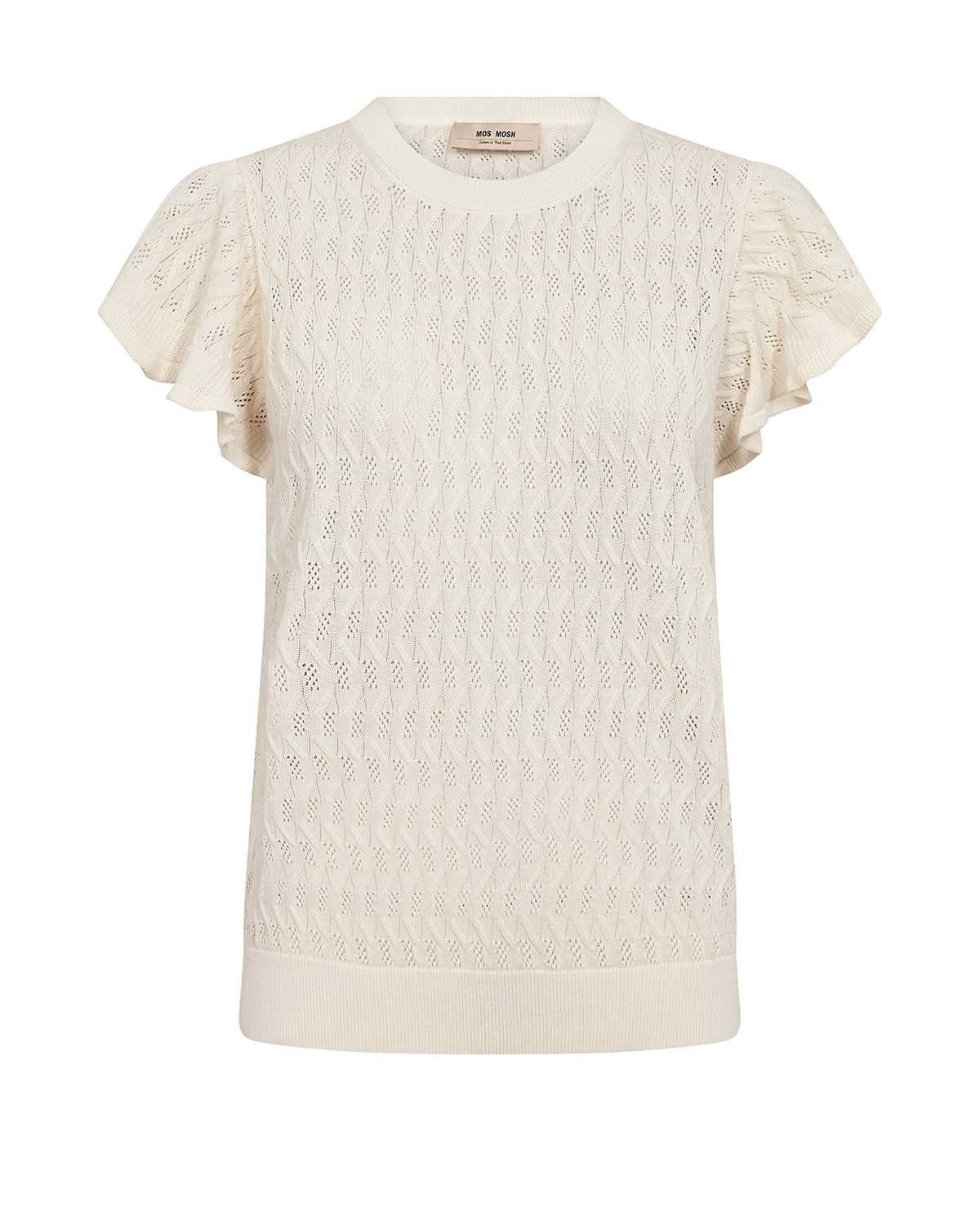MOS MOSH | GANNA PATTERN O-NECK KNIT TOP - ECRU 177580