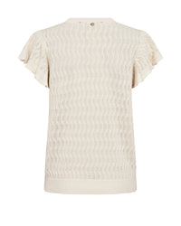 MOS MOSH | GANNA PATTERN O-NECK KNIT TOP - ECRU 177580