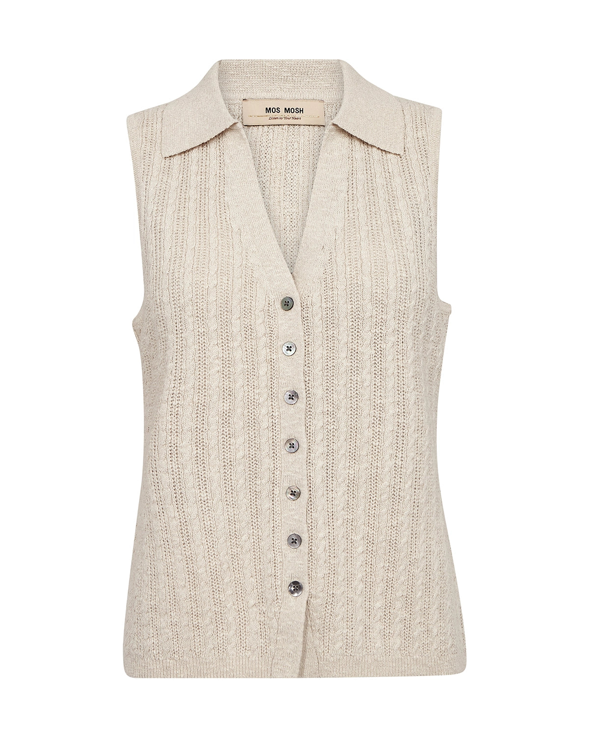 MOS MOSH | RINJA MARISOL LINE KNIT TOP - ECRU 177720