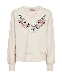 MOS MOSH | COSETTE V-LS SPRING SWEATSHIRT - ECRU 178020