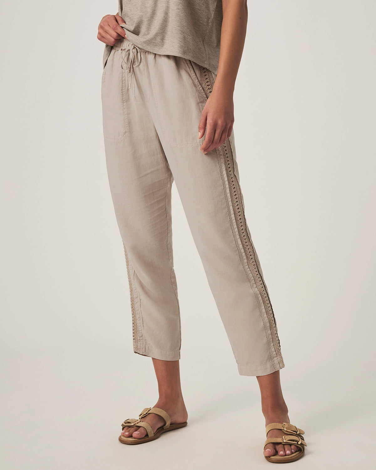 Splendid | Angie Straight Crotchet Pant - Fawn