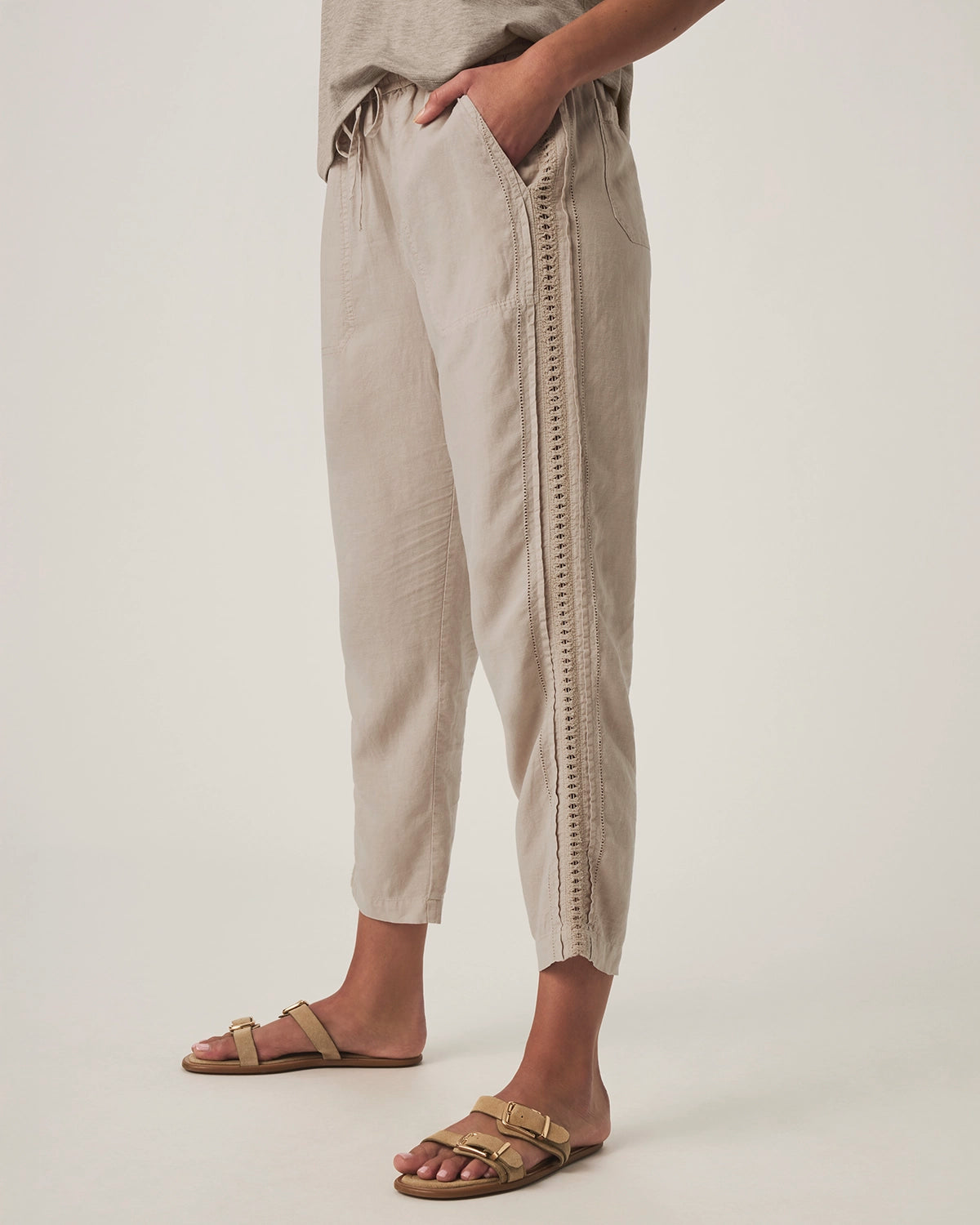 Splendid | Angie Straight Crotchet Pant - Fawn