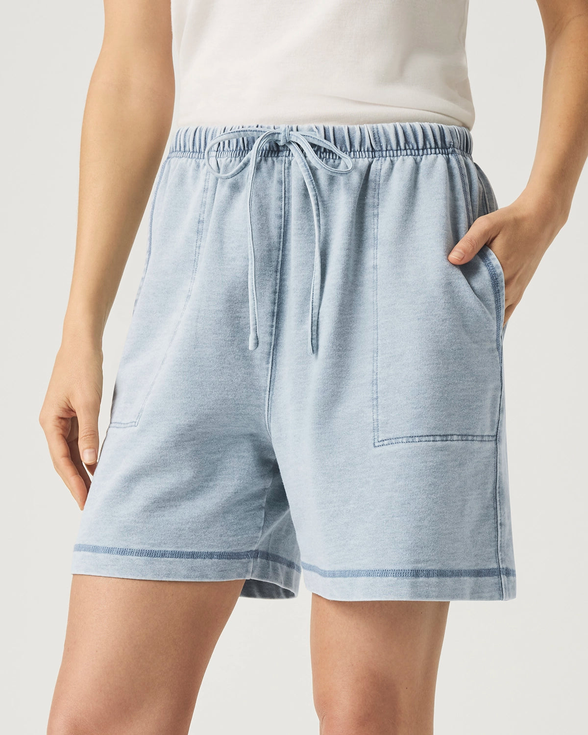 Splendid | Bleach Indigo Terry Shorts - Bleached Indigo