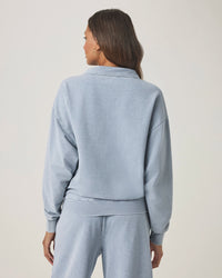 Splendid | Terry Qtr Zip - Bleached Indigo